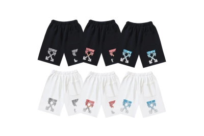 OFF-WHITE Brushed Pure Cotton "Melting Arrows" Print Shorts #1213 01