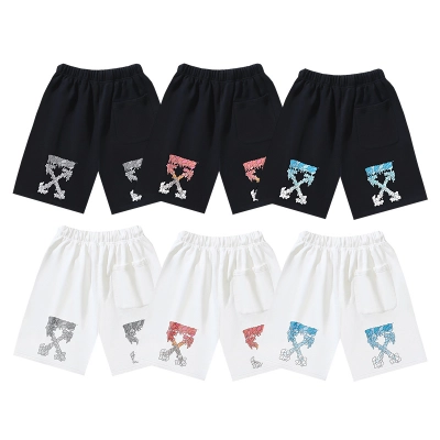 OFF-WHITE Brushed Pure Cotton "Melting Arrows" Print Shorts #1213 01