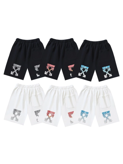 OFF-WHITE Brushed Pure Cotton "Melting Arrows" Print Shorts #1213 01