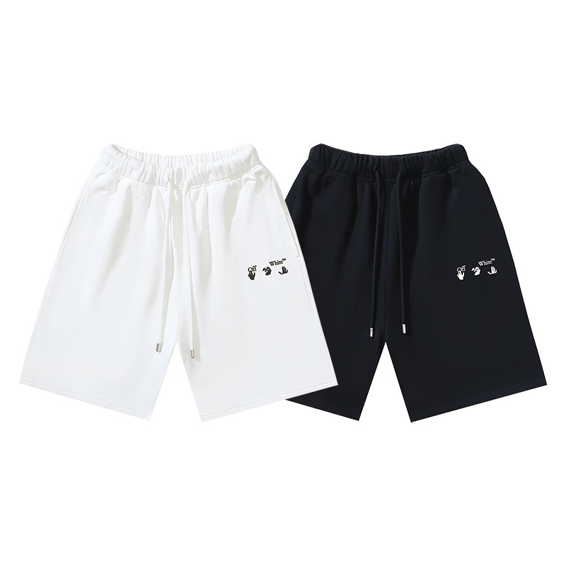 OFF-WHITE Brushed Pure Cotton French Terry Shorts with 3D Logo Print #1016