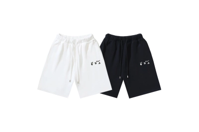 OFF-WHITE Brushed Pure Cotton French Terry Shorts with 3D Logo Print #1016 01