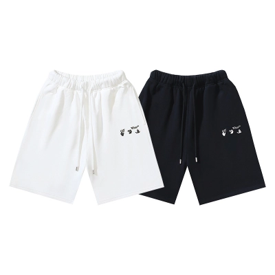 OFF-WHITE Brushed Pure Cotton French Terry Shorts with 3D Logo Print #1016 01