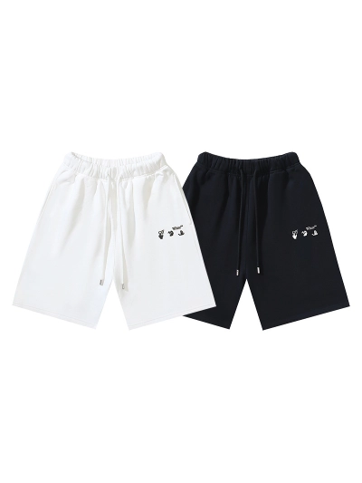 OFF-WHITE Brushed Pure Cotton French Terry Shorts with 3D Logo Print #1016 01