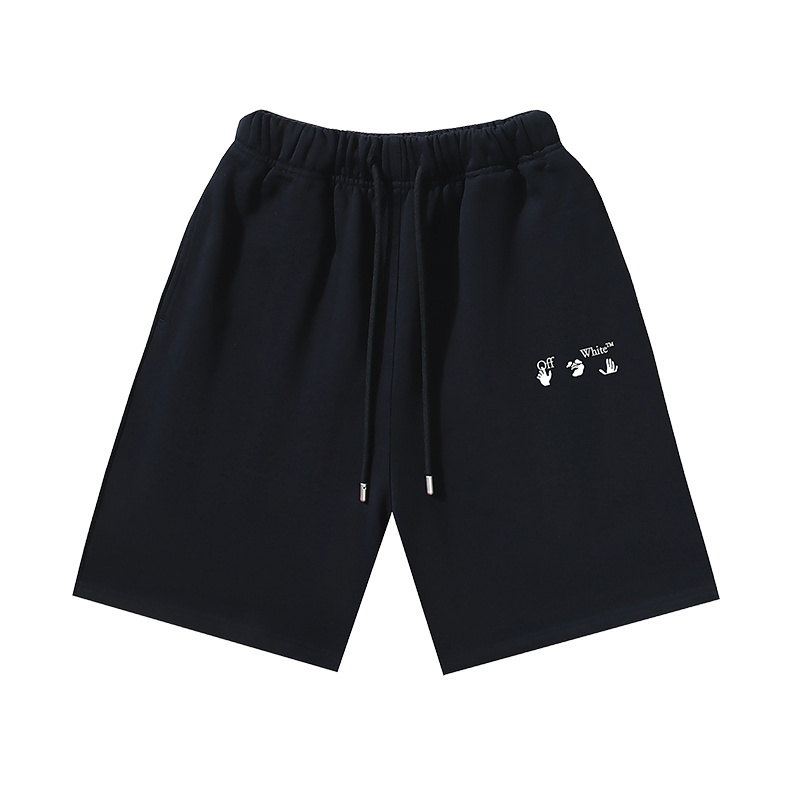 OFF-WHITE Brushed Pure Cotton French Terry Shorts with 3D Logo Print #1016
