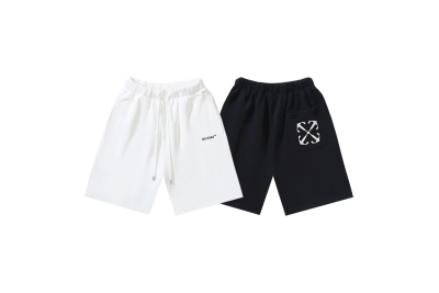 OFF-WHITE Brushed Pure Cotton French Terry Shorts with Arrows Print #1010 01