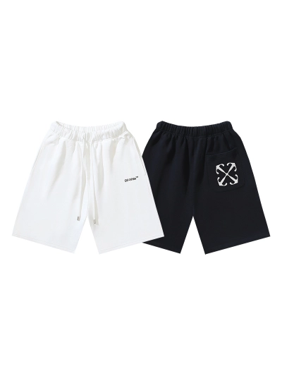 OFF-WHITE Brushed Pure Cotton French Terry Shorts with Arrows Print #1010 01