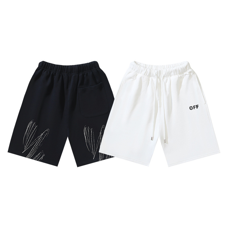 OFF-WHITE Brushed Pure Cotton Splatter-Paint Diagonal Stripes Printed Shorts #1011