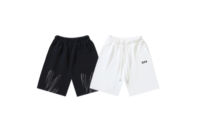 OFF-WHITE Brushed Pure Cotton Splatter-Paint Diagonal Stripes Printed Shorts #1011 01
