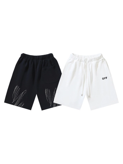 OFF-WHITE Brushed Pure Cotton Splatter-Paint Diagonal Stripes Printed Shorts #1011 01