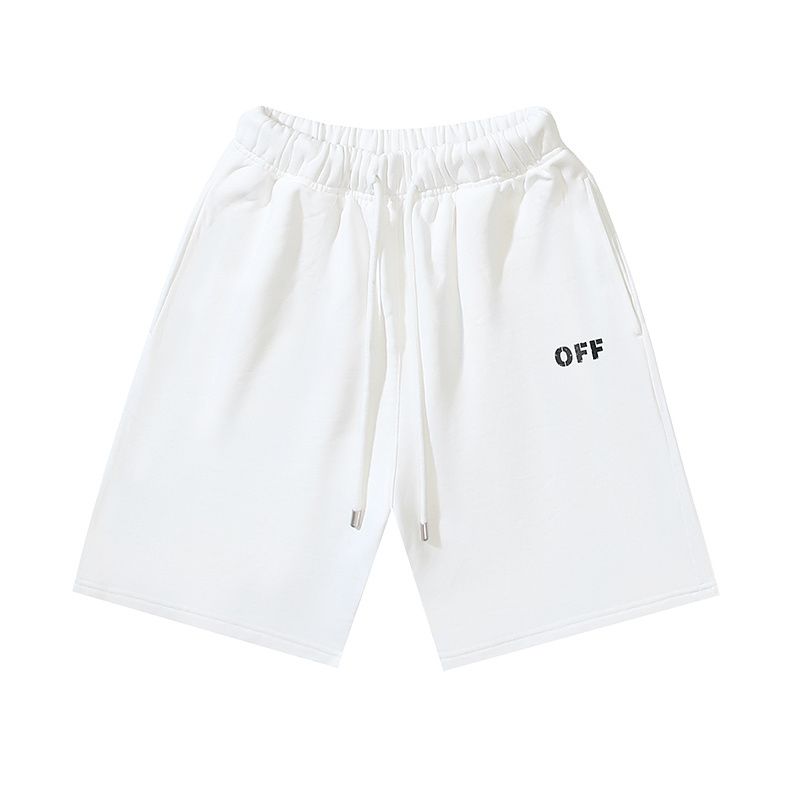 OFF-WHITE Brushed Pure Cotton Splatter-Paint Diagonal Stripes Printed Shorts #1011