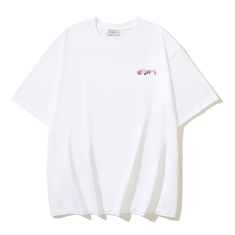 OFF-WHITE Floral Vase Print Short-Sleeve T-Shirt — Black / White #1361