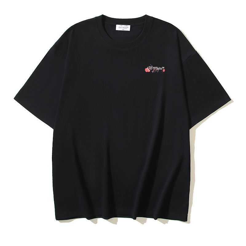 OFF-WHITE Floral Vase Print Short-Sleeve T-Shirt — Black / White #1361