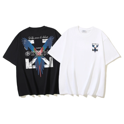 OFF-WHITE Parrot Arrows Print Short-Sleeve T-Shirt — Black / White #1353 01