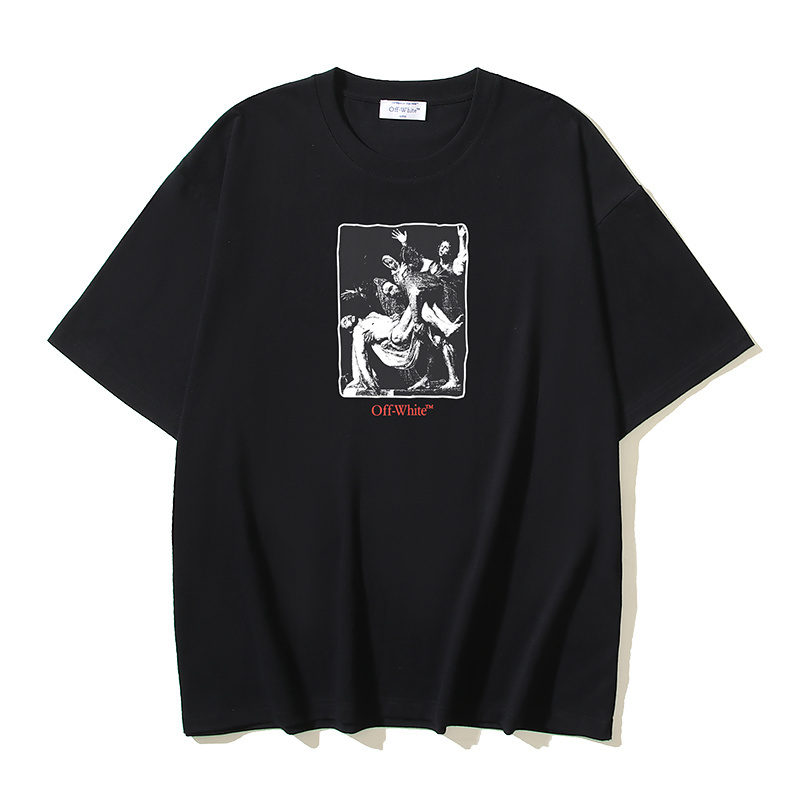 OFF-WHITE Religious Arrow Print Short-Sleeve T-Shirt — Black / White #1356
