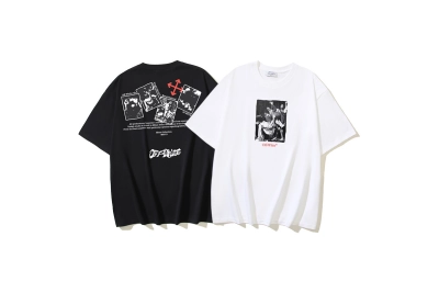 OFF-WHITE Religious Arrow Print Short-Sleeve T-Shirt — Black / White #1356 01