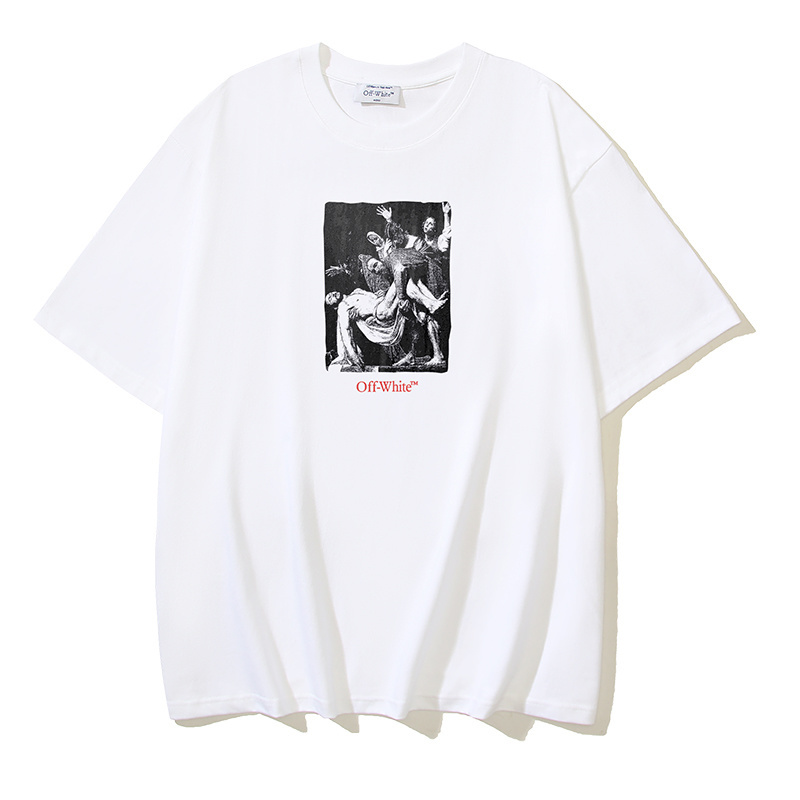 OFF-WHITE Religious Arrow Print Short-Sleeve T-Shirt — Black / White #1356