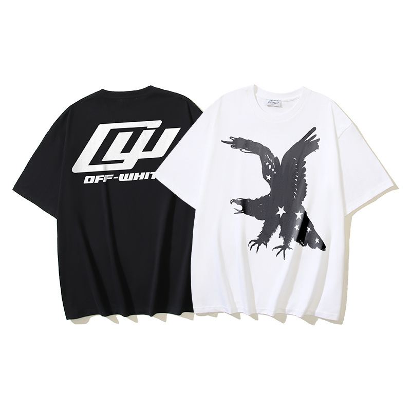 OFF-WHITE x Eagle & Star Collaboration Printed Short-Sleeve T-Shirt — Black / White #1364