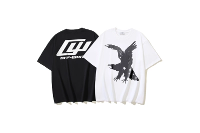 OFF-WHITE x Eagle & Star Collaboration Printed Short-Sleeve T-Shirt — Black / White #1364 01