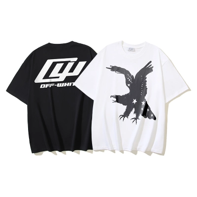 OFF-WHITE x Eagle & Star Collaboration Printed Short-Sleeve T-Shirt — Black / White #1364 01
