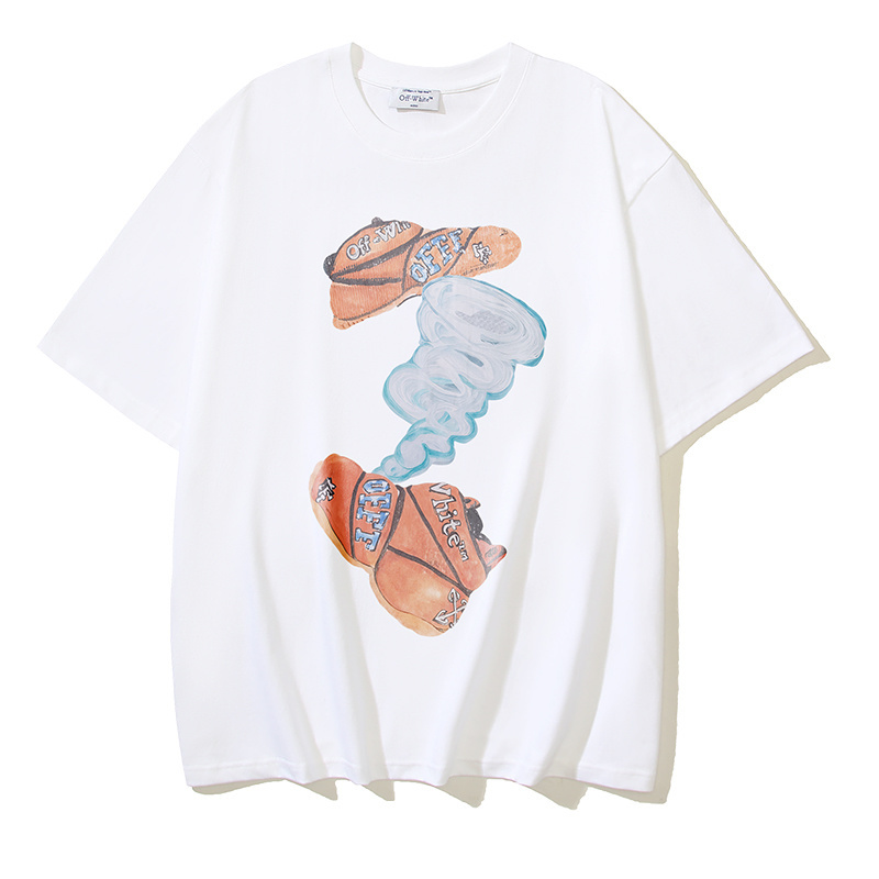 OFF-WHITE x Gregory Shimada Collaboration: Diagonal Stripe Print Short-Sleeve T-Shirt (Black / White) #1360