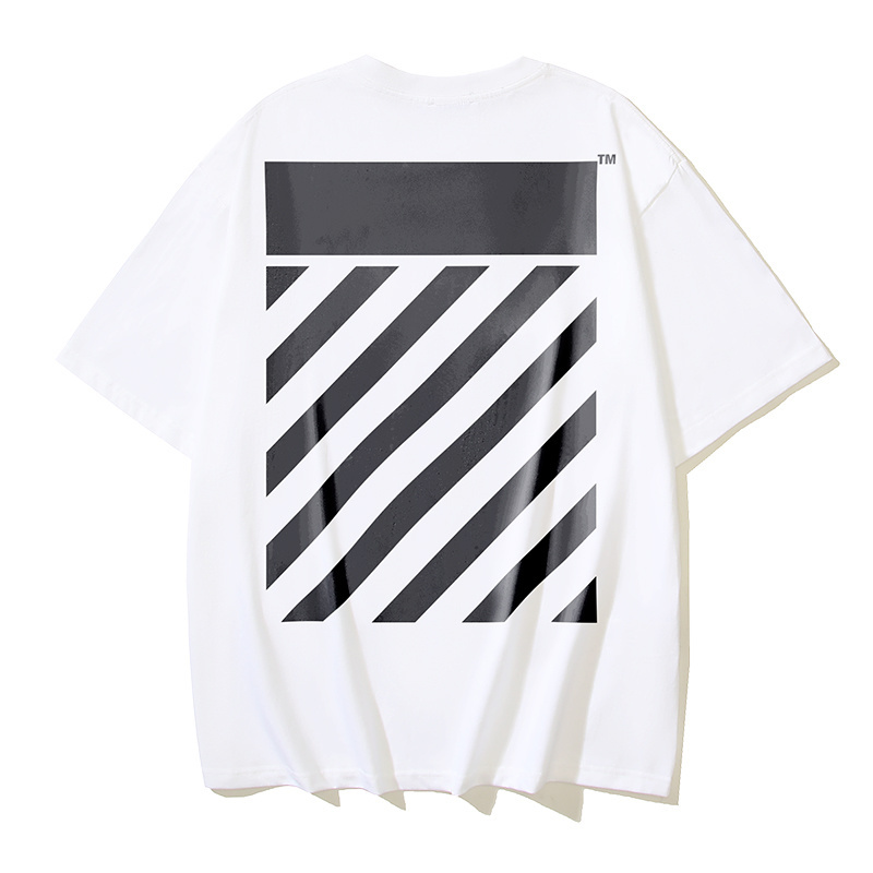 OFF-WHITE x Gregory Shimada Collaboration: Diagonal Stripe Print Short-Sleeve T-Shirt (Black / White) #1360