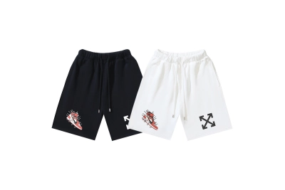 OFF-WHITE x Sneakers Collaboration Brushed Cotton Shorts with Arrow Print #1013 01
