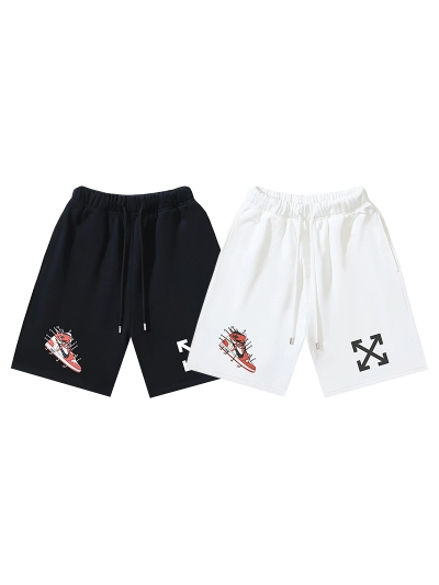 OFF-WHITE x Sneakers Collaboration Brushed Cotton Shorts with Arrow Print #1013 01