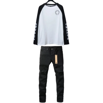 Chrome Hearts 25FW Black Label Patchwork Print Long-Sleeve + Ksubi Jeans#3005 01