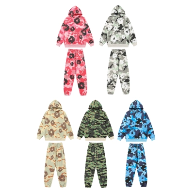 DENIM TEARS Camouflage Hoodie Set - Blue, Pink, Green, Gray, Apricot 01