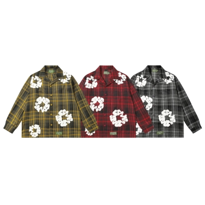 DENIM TEARS plaid long-sleeved suit, Red, Grey, Yellow 02