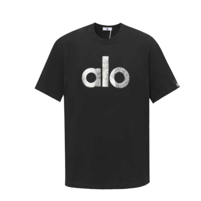 alo yoga T-shirt Black (silver label) 01
