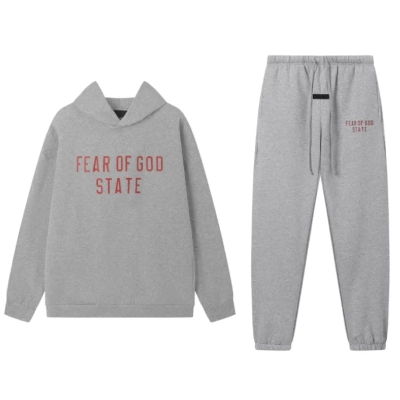 Fear of God Essentials Fleece Hoodie & Sweatpant Set Grey 01