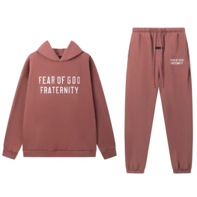 Fear of God Essentials Heavy Fleece Hoodie & Sweatpant Set Claret Red 01