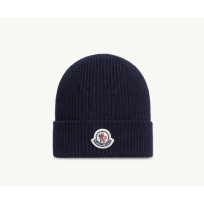 Moncler logo-patch beanie hat 01