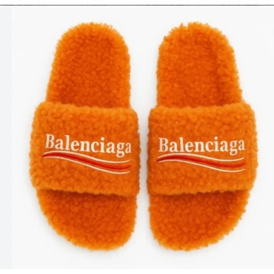 Balenciaga Furry Slide Orange 01