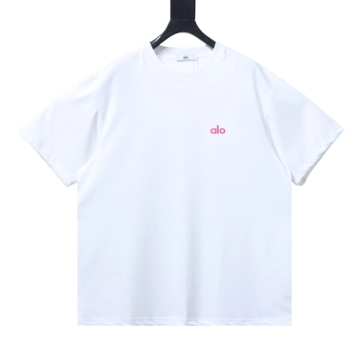 ALO 26SS Short-Sleeve T-Shirt with Embroidered Logo on the Back White  01