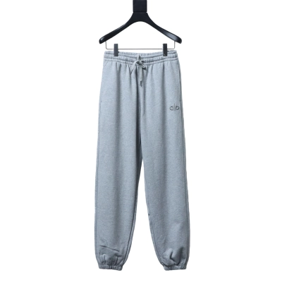ALO solid color embroidered letter logo and back pocket patch logo trousers Grey 02