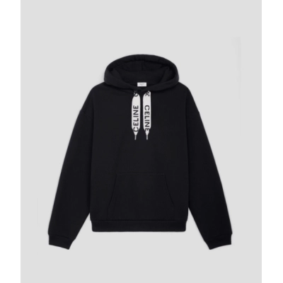 Celine Loose Hoodie In Cotton Fleece Black 01