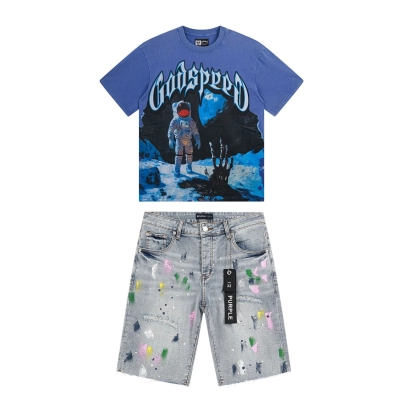 Purple Brand Jeans Denim Shorts PU510#  + Godspeed T-Shirt Washed blue 1123 01