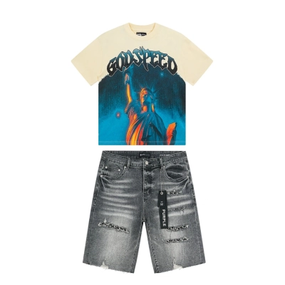 Purple Brand Jeans Denim Shorts PU517# +Godspeed T-Shirt Washed white 3133 01