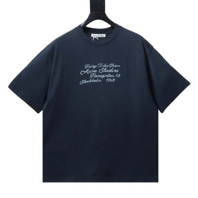 Acne Studios Cursive Letter Print Short-Sleeve T-Shirt Black 01