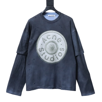 Acne Studios Distressed Sandblasted Washed Faux Two-Piece Long-Sleeve T-Shirt 01