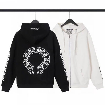 Chrome Hearts Hoodie Zip-Up Jacket Hoodie Black/White Y75# 01