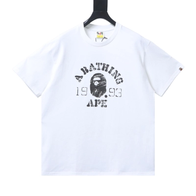 BAPE 26SS Classic 1993 Distressed Ape Head Print Short-Sleeve T-Shirt White 01