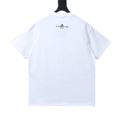 BAPE X COACH 26ss Dinosaur and Ape Head Print Short-Sleeve T-Shirt White 02