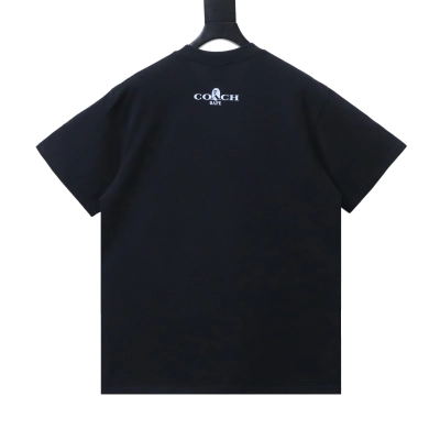 BAPE X COACH 26ss Dinosaur and Ape Head Print Short-Sleeve T-Shirt Black 02
