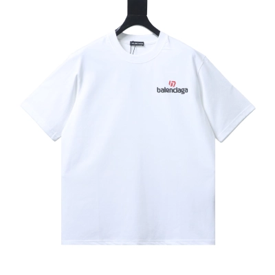 Balenciaga 26SS Crewneck Short-Sleeve T-Shirt with Back Logo Print White 01