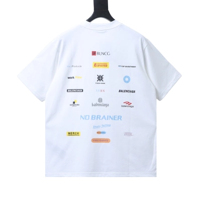 Balenciaga 26SS Crewneck Short-Sleeve T-Shirt with Back Logo Print White 02