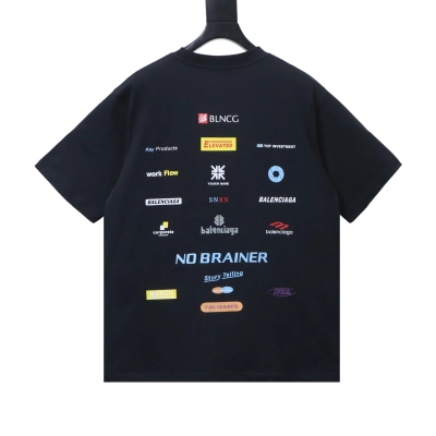 Balenciaga 26SS Crewneck Short-Sleeve T-Shirt with Back Logo Print Black 02