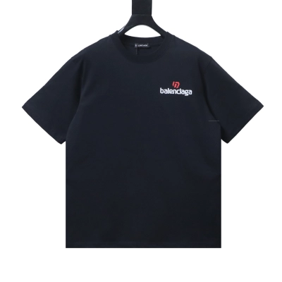 Balenciaga 26SS Crewneck Short-Sleeve T-Shirt with Back Logo Print Black 01